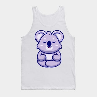 Cute baby koala meditation cartoon Tank Top